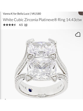 New Bella Luce Silver White Cubic Zirconia Platinve Ring 10